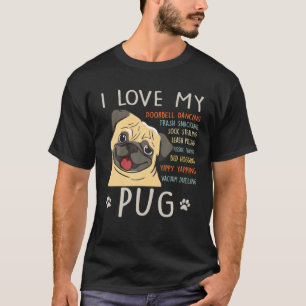 T-shirt J'Aime Mon Carlin Chien Maman Papa Drôle Mignonne 