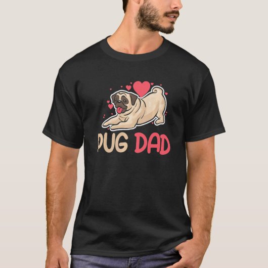 T-shirt J'Aime Mon Carlin Papa, Drôle Chien Pour Hommes, M (Devant)