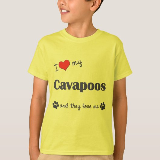 T-shirt J'aime mon Cavapoos (les chiens multiples) (Devant)