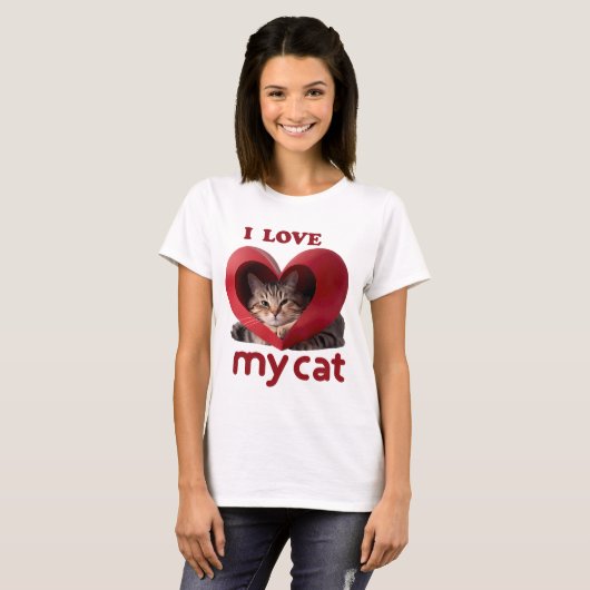 T-shirt J'Aime Mon Chat Adorable Desing Aimé (Devant entier)