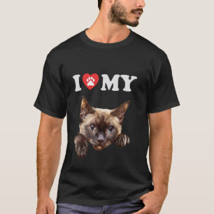 T-shirt J'aime mon chat Burmese Kitten Funny Cat Lover Mam