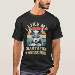 T-shirt J'aime mon chat Chartreux drôle rétro vintage chat