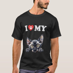 T-shirt J'aime mon chat Cornish Rex Chat Drôle Amateur De