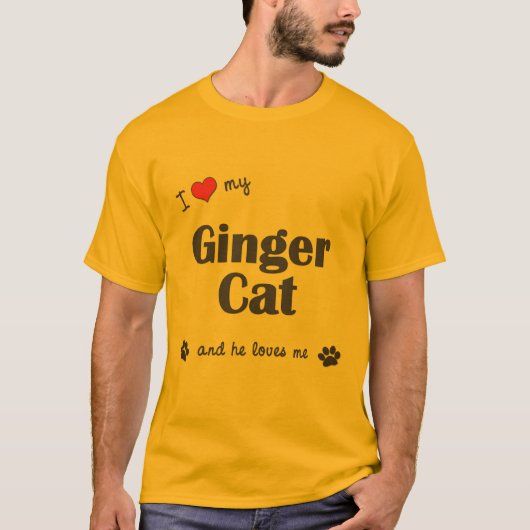T-shirt J'aime mon chat de gingembre (le chat masculin) (Devant)