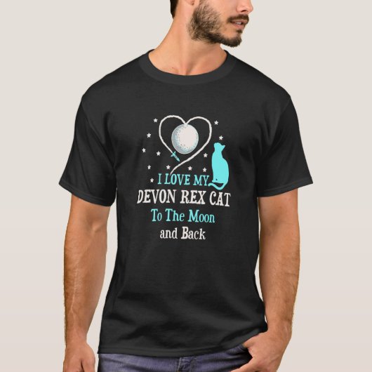 T-shirt J'aime mon chat Devon Rex jusqu'à la lune Chat Cha (Devant)