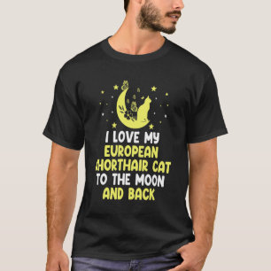 T-shirt J'aime mon chat européen à poil court jusqu'à la l