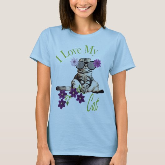 T-shirt J'Aime Mon Chat Floral Desing (Devant)