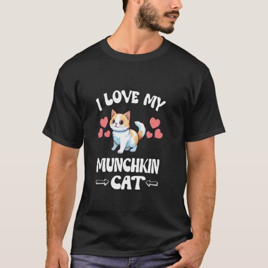 T-shirt J'aime mon chat Munchkin (Devant)