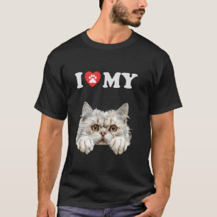 T-shirt J'aime mon chat persan chaton drôle amateur de cha