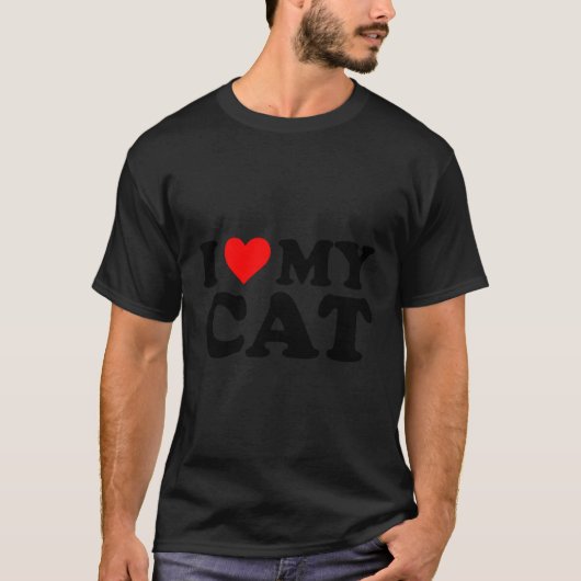 T-shirt J'Aime Mon Chat Rouge Il Chat I Il Mon Chat (Devant)