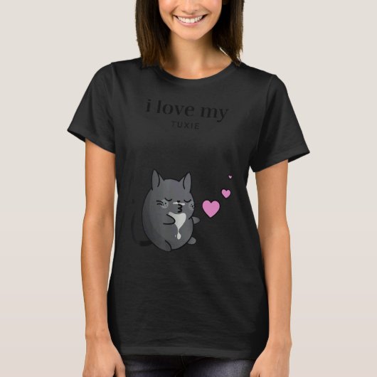 T-shirt J'aime mon chat Tuxedo (Devant)