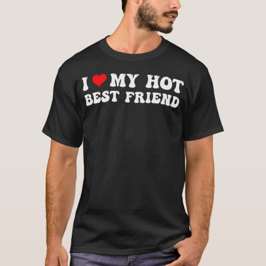 T-shirt J'Aime Mon Chaud Meilleur Ami Je Coeur Mon Chaud M (Devant)