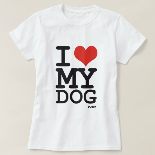 T-shirt j'aime mon chien (Design devant)