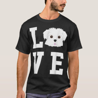 T-shirt J'aime mon chien Amoureux des chiens maltais 