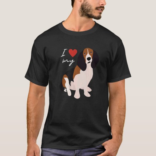 T-shirt J'aime mon chien Brown noir et blanc à capuchon (Devant)
