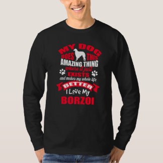 T-shirt J'Aime Mon Chien Chien Chien Borzoi Chien Chien Ch