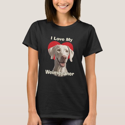 T-shirt J'Aime Mon Chien Chien Chien Coquelicot Weimaraner (Devant)