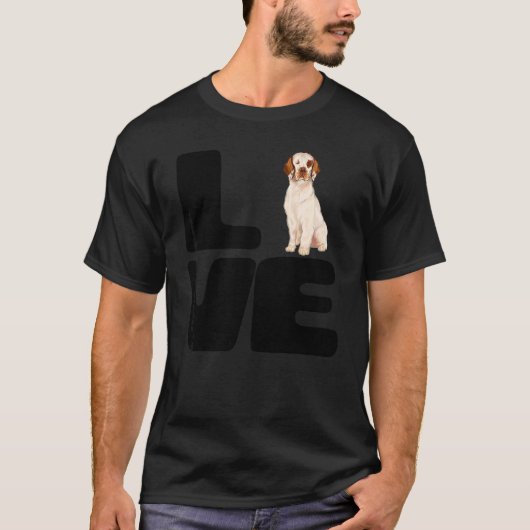 T-shirt J'aime mon chien Clumber Spaniel (Devant)