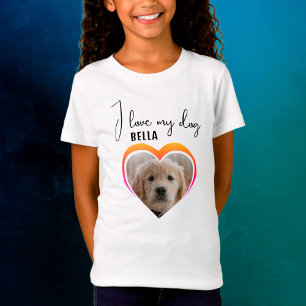 T-Shirt J'aime mon chien Coeur animal de compagnie Nom de