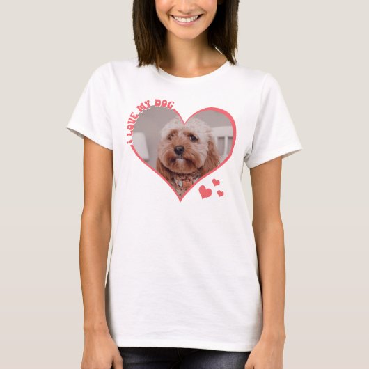 T-shirt J'aime mon chien Coeur photo blanc (Devant)