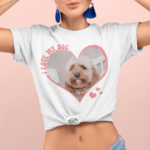 T-shirt J'aime mon chien Coeur photo blanc