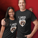 T-shirt J'aime mon chien Coeur Photo Nom de l'animal de co<br><div class="desc">J'aime mon chien Coeur Photo Pet Nom T-shirt noir. Une photo en forme de coeur. Ajoutez votre photo et votre nom.</div>