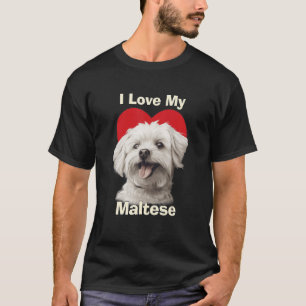 T-shirt J'Aime Mon Chien Coquelicot Maltais