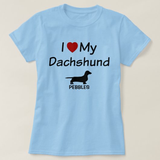 T-shirt J'Aime Mon Chien Dachshund (Design devant)