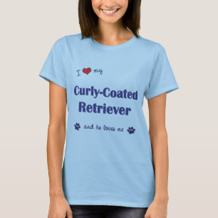 T-shirt J'aime mon chien d'arrêt Bouclé-Enduit (le chien