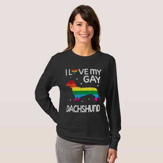 T-shirt J'Aime Mon Chien Gay Dachshund Joyeux Lgbt Mois Jo (Devant entier)