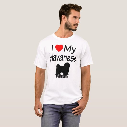 T-shirt J'aime mon chien Havanais (Devant entier)