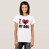 T-shirt J'aime mon chien jeter l'oreiller (Devant entier)