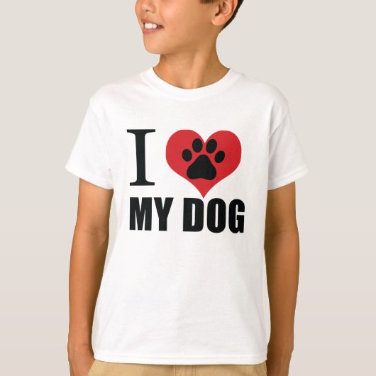 T-shirt J'aime mon chien jeter l'oreiller (Devant)