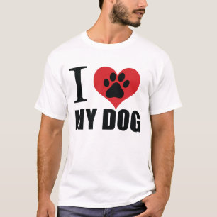T-shirt J'aime mon chien jeter l'oreiller