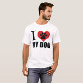 T-shirt J'aime mon chien jeter l'oreiller (Devant entier)