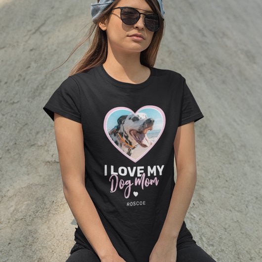 T-shirt J'aime mon chien maman Coeur Photo