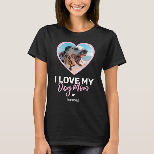 T-shirt J'aime mon chien maman Coeur Photo (Devant)