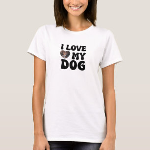 T-shirt J'aime mon chien Photo personnalisée