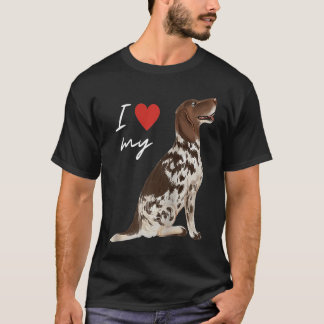 T-shirt J'aime mon chien Pointer Anglais liver et blanc Ra