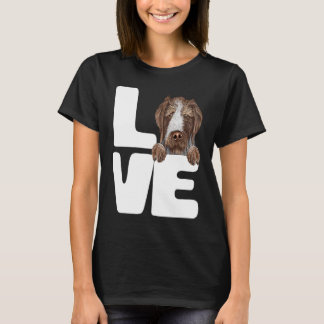 T-shirt J'Aime Mon Chien Pointeur À poils durs Allemand