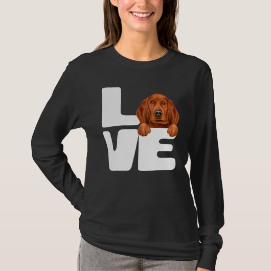 T-shirt J'aime mon chien Redbone Coonhound (Devant)