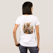 T-shirt J'Aime Mon Chow Chow Portrait Floral Chien (Dos entier)
