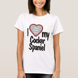 T-shirt J'Aime Mon Cocker Espaniel mignon Chien Coeur Roug