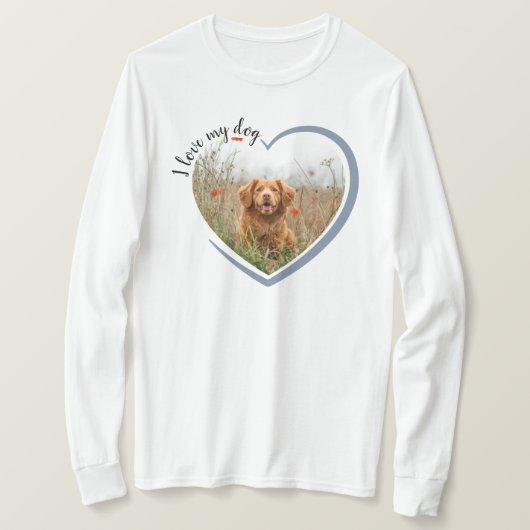 T-shirt J'Aime Mon Coeur De Chien Photo Longtemps Levée (Design devant)