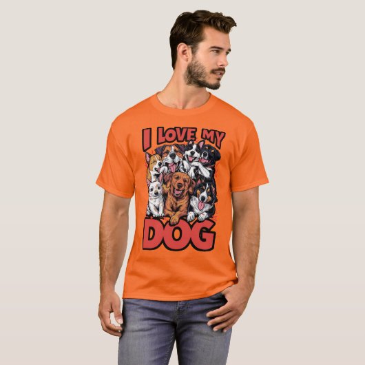 T-shirt J'aime mon concept de chien conception graphique (Devant entier)