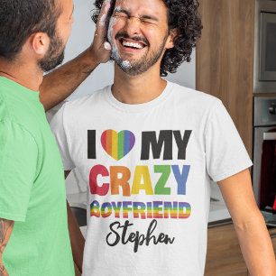 T-shirt J'aime mon copain fou rainbow pride nom lgbtq