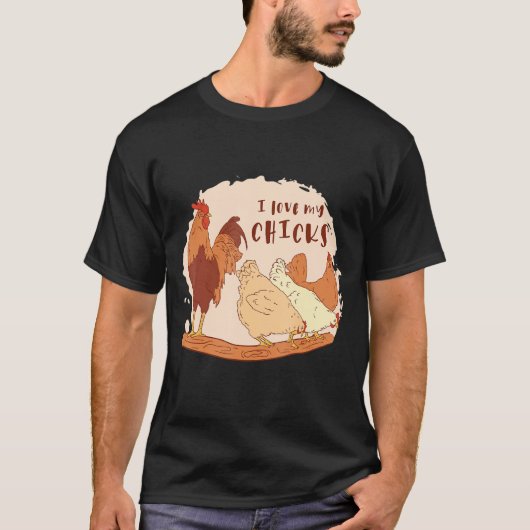 T-shirt J'aime mon coq de poussins (Devant)