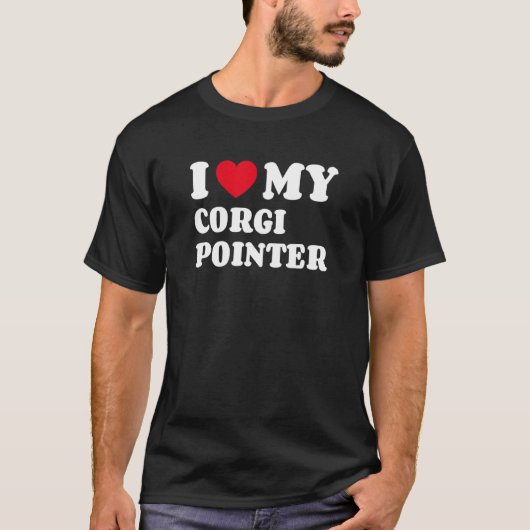 T-shirt J'aime mon Corgi Pointer (Devant)