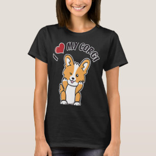 T-shirt J'aime mon Corgi Winking Chien Chien Chien avec un