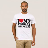 T-shirt J'Aime Mon Cougar Girlfriend blanc, Je Coeur Mon (Devant entier)